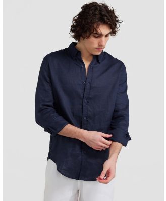 Vacay Swimwear - Navy Linen Shirt - Casual shirts (Navy Blue) Navy Linen Shirt
