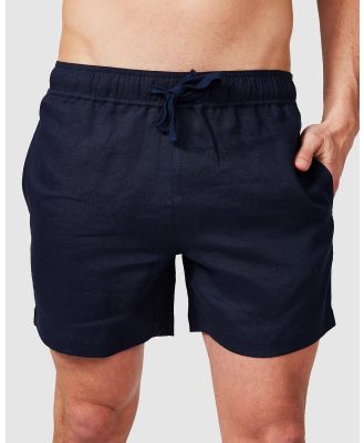 Vacay Swimwear - Navy Linen Shorts - Shorts (Navy Blue) Navy Linen Shorts