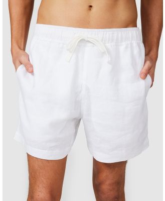 Vacay Swimwear - White Linen Shorts - Shorts (White) White Linen Shorts