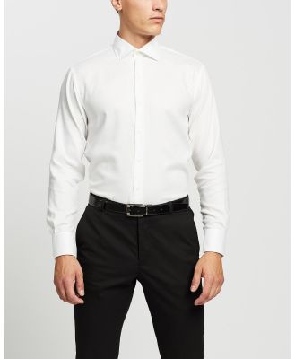 Van Heusen - Euro Tailored Fit Herringbone Shirt - Shirts & Polos (WHITE) Euro Tailored Fit Herringbone Shirt