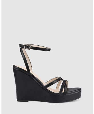 Verali - Amore Strappy Wedges - Wedges (Black Smooth) Amore Strappy Wedges