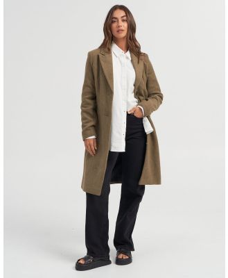Vero Moda - Blaza Long Wool Coat - Tops (Brown) Blaza Long Wool Coat