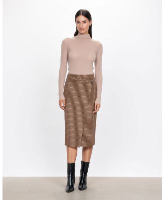 Veronika Maine - Deco Check Midi Skirt - Pencil skirts (290 Camel) Deco Check Midi Skirt