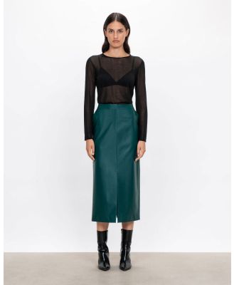 Veronika Maine - Faux Leather Pencil Skirt - Skirts (337 Deep Green) Faux Leather Pencil Skirt