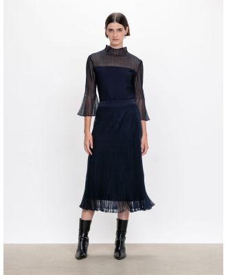 Veronika Maine - Sheer Pleated Knit Skirt - Skirts (780 Ink) Sheer Pleated Knit Skirt