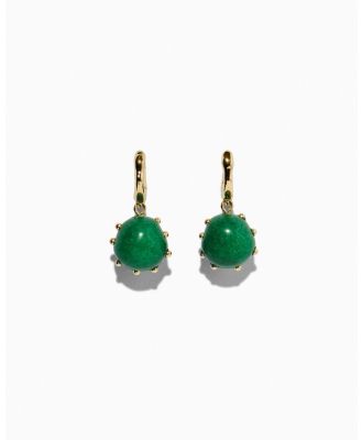 Veronika Maine - Stone Crown Drop Hoop Green - Jewellery (330 Green) Stone Crown Drop Hoop Green