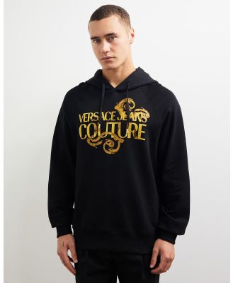 Versace Jeans Couture - Screen Printed Hooded Sweat - Hoodies (Black & Gold) Screen-Printed Hooded Sweat