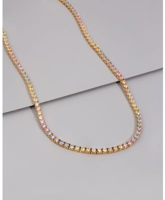 Wanderlust + Co - Pave 18K Gold Vermeil Rainbow Tennis Necklace - Jewellery (Gold) Pave 18K Gold Vermeil Rainbow Tennis Necklace