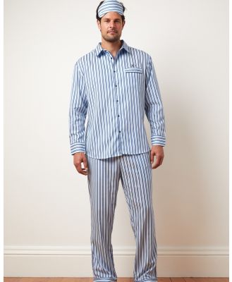 Wanderluxe Sleepwear - The Darcy Pyjama Set - Two-piece sets (Powder Blue/Royal Blue Stripe) The Darcy Pyjama Set