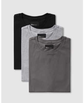 Wayver - The Essential Crew Tee 3 Pack - Short Sleeve T-Shirts (Black, Light Grey & Rock) The Essential Crew Tee 3-Pack