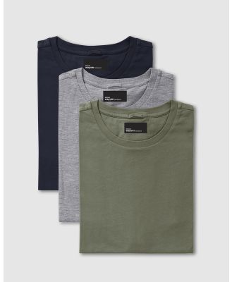 Wayver - The Essential Crew Tee 3 Pack - T-Shirts & Singlets (Indigo, Grey & Moss) The Essential Crew Tee 3-Pack