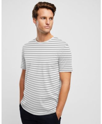Wayver - The Essential Stripe Tee - Short Sleeve T-Shirts (White/Steel) The Essential Stripe Tee