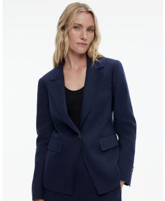 Witchery - Cotton Linen Single breasted Blazer - Suits & Blazers (Navy) Cotton Linen Single-breasted Blazer