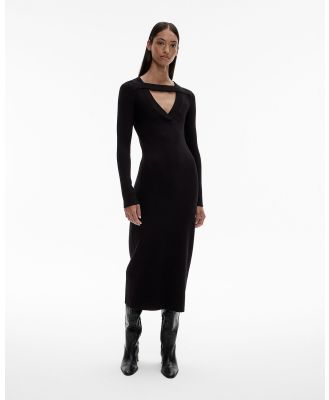 Witchery - Knit V Neck Cut Out Dress - Dresses (Black) Knit V Neck Cut Out Dress