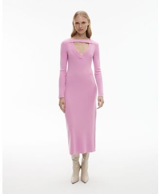Witchery - Knit V Neck Cut Out Dress - Dresses (Pink) Knit V Neck Cut Out Dress