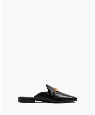 Witchery - Leather Mule Loafer With Chain - Flats (Black) Leather Mule Loafer With Chain