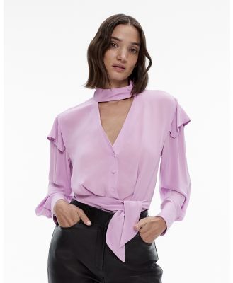 Witchery - Tie V neck Blouse - Shirts & Polos (Purple) Tie V-neck Blouse