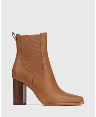 Wittner - Howie Leather Block Heel Ankle Boots - Boots (Tan) Howie Leather Block Heel Ankle Boots