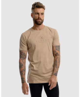 Xander - Monarch Embroidery Tee - Short Sleeve T-Shirts (Camel) Monarch Embroidery Tee