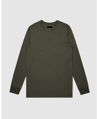 Xander - Monarch Mono Embroidery Long Sleeve   Youth - Long Sleeve T-Shirts (Olive) Monarch Mono Embroidery Long Sleeve - Youth