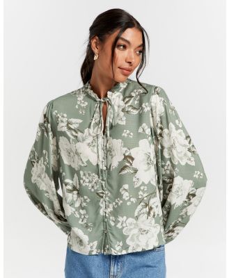 Y.A.S - Khalila Floral Top - Coats & Jackets (Green) Khalila Floral Top