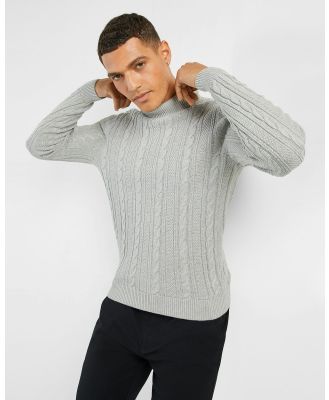 yd. - Tommy Turtle Neck Cable Knit Jumper - T-Shirts & Singlets (LIGHT GREY MARLE) Tommy Turtle Neck Cable Knit Jumper
