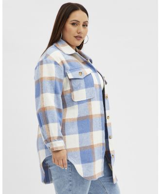 You & All - Blue Check Relaxed Shirt Long Sleeve - Tops (Blue) Blue Check Relaxed Shirt Long Sleeve