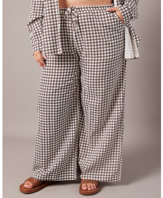 You & All - Brown Geo Wide Leg Pants High Rise - Pants (Brown) Brown Geo Wide Leg Pants High Rise