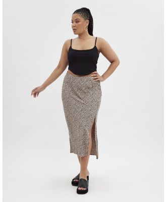 You & All - Geo Midi Skirt Elastic Waist Slit - Skirts (geo) Geo Midi Skirt Elastic Waist Slit