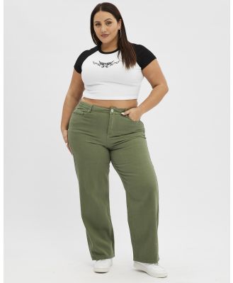 You & All - Green Baggy Denim Jeans Mid Rise - Relaxed Jeans (Green) Green Baggy Denim Jeans Mid Rise