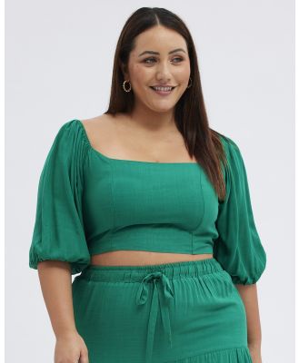 You & All - Green Crop Top Short Sleeve Sqaure Neck - Cropped tops (Green) Green Crop Top Short Sleeve Sqaure Neck
