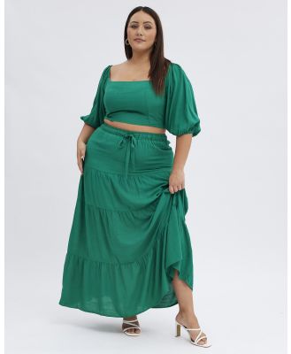 You & All - Green Maxi Skirt High Waist Tiered - Skirts (green) Green Maxi Skirt High Waist Tiered