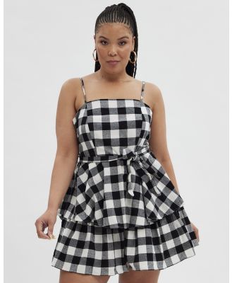 You & All - Multi Check Playsuit Sleeveless Tie Waist Gingham Check Cotton - Dresses (check) Multi Check Playsuit Sleeveless Tie Waist Gingham Check Cotton