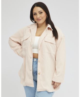 You & All - Pink Cord Shacket Oversized Long Sleeve - Tops (Pink) Pink Cord Shacket Oversized Long Sleeve