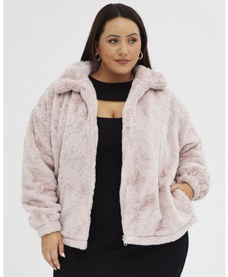 You & All - Pink Zip Jacket Lined Plush Faux Fur - Coats & Jackets (Pink) Pink Zip Jacket Lined Plush Faux Fur