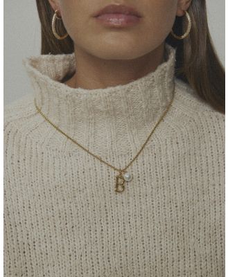 Zahar - Pearl Letter B Necklace - Jewellery (GOLD) Pearl Letter B Necklace