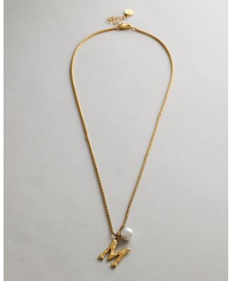 Zahar - Pearl Letter M Necklace - Jewellery (Gold) Pearl Letter M Necklace