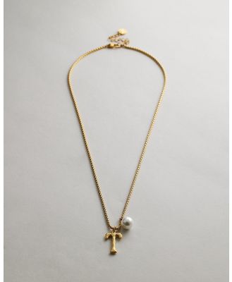 Zahar - Pearl Letter T Necklace - Jewellery (Gold) Pearl Letter T Necklace