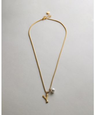Zahar - Pearl Letter Y Necklace - Jewellery (Gold) Pearl Letter Y Necklace