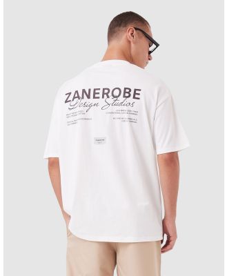 Zanerobe - Script Box ++ Tee - Short Sleeve T-Shirts (Vintage White) Script Box ++ Tee