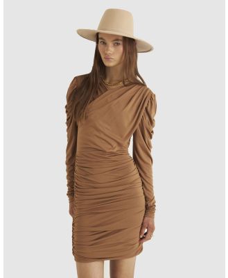 Zerafima - Jersey Gathered Dress - Dresses (brown) Jersey Gathered Dress
