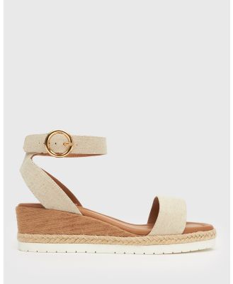 Zeroe - Wider Fit Carma Low Wedge Sandals - Wedges (Natural Linen) Wider Fit Carma Low Wedge Sandals