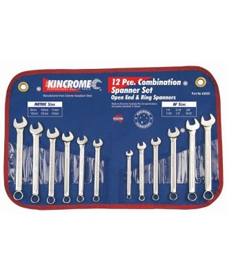 Kincrome K3020 - Combination Spanner Set 12 Piece AF/Metric