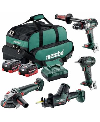 Metabo MET18BL4SB2HD55EQ - 18V Brushless Drill/Driver/Grinder/Sabre Saw Combo Kit (2 x 5.5Ah)