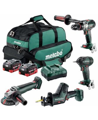 Metabo MET18BL4SB2HD55ER - 18V Brushless Drill/Driver/Grinder with Paddle Switch/Sabre Saw Combo Kit (2 x 5.5Ah)