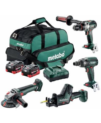 Metabo MET18BL4SB2HD55EU - 18V Brushless Drill/400Nm Wrench/Grinder/Sabre Saw Combo Kit (2 x 5.5Ah)