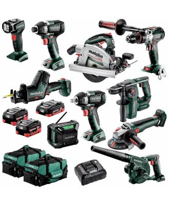 Metabo MET18MX10LB3HD455GV - 18V 10 Piece Brushless Combo Kit (2 x 5.5Ah + 1 x 4.0Ah)