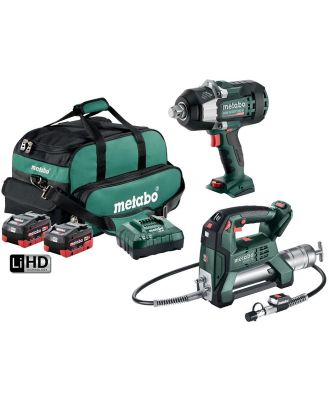 Metabo MET18MX2SB2HD55HE - 18V Brushless 2 Piece Wrench/Grease Gun Combo Kit (2 x 5.5Ah)