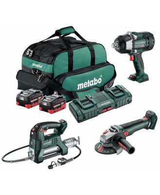 Metabo MET18MX3SB2HD55DN - 18V Brushless 1750Nm Wrench/Grease Gun/Grinder Combo Kit (2 x 5.5Ah)