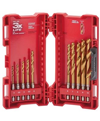 Milwaukee 48894859 - Shockwave Red Helix Titanium Drill Bit Set - 10 Piece